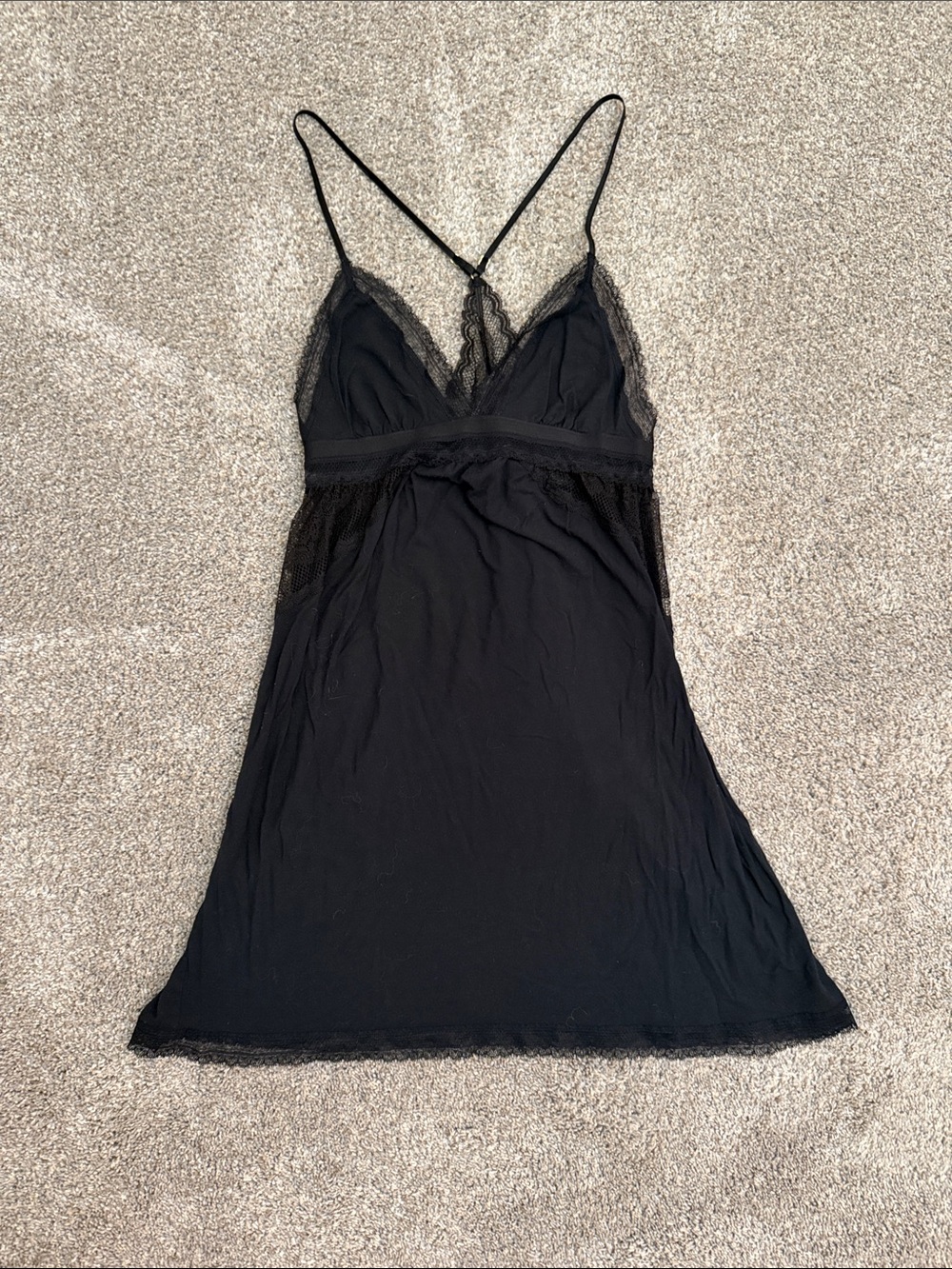 Victoria’s Secret Black Lace-Trim Slip Nightdress